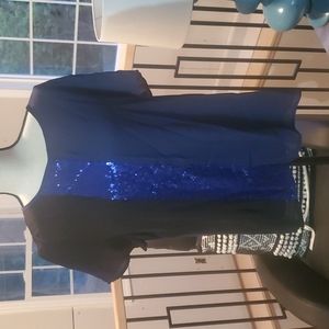 Blue sparkly stripe top